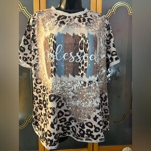 Emery Rose Cheetah Print “Blessed” T-Shirt | Women’s 1X | Short Sleeve